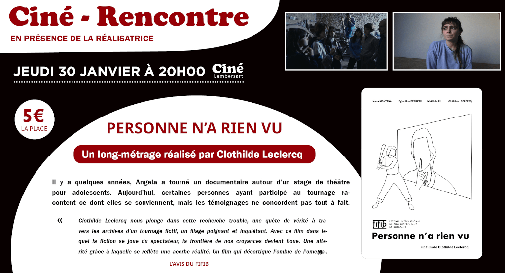 actualité PERSONNE N'A RIEN VU (Ciné-Rencontre)